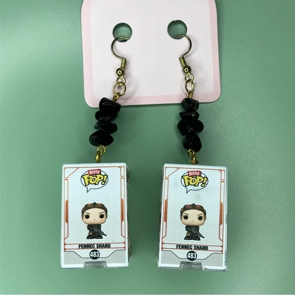 Star Wars Fennec Shand Upcycled Bitty Funko Handmade Earrings - Picture 3 of 7